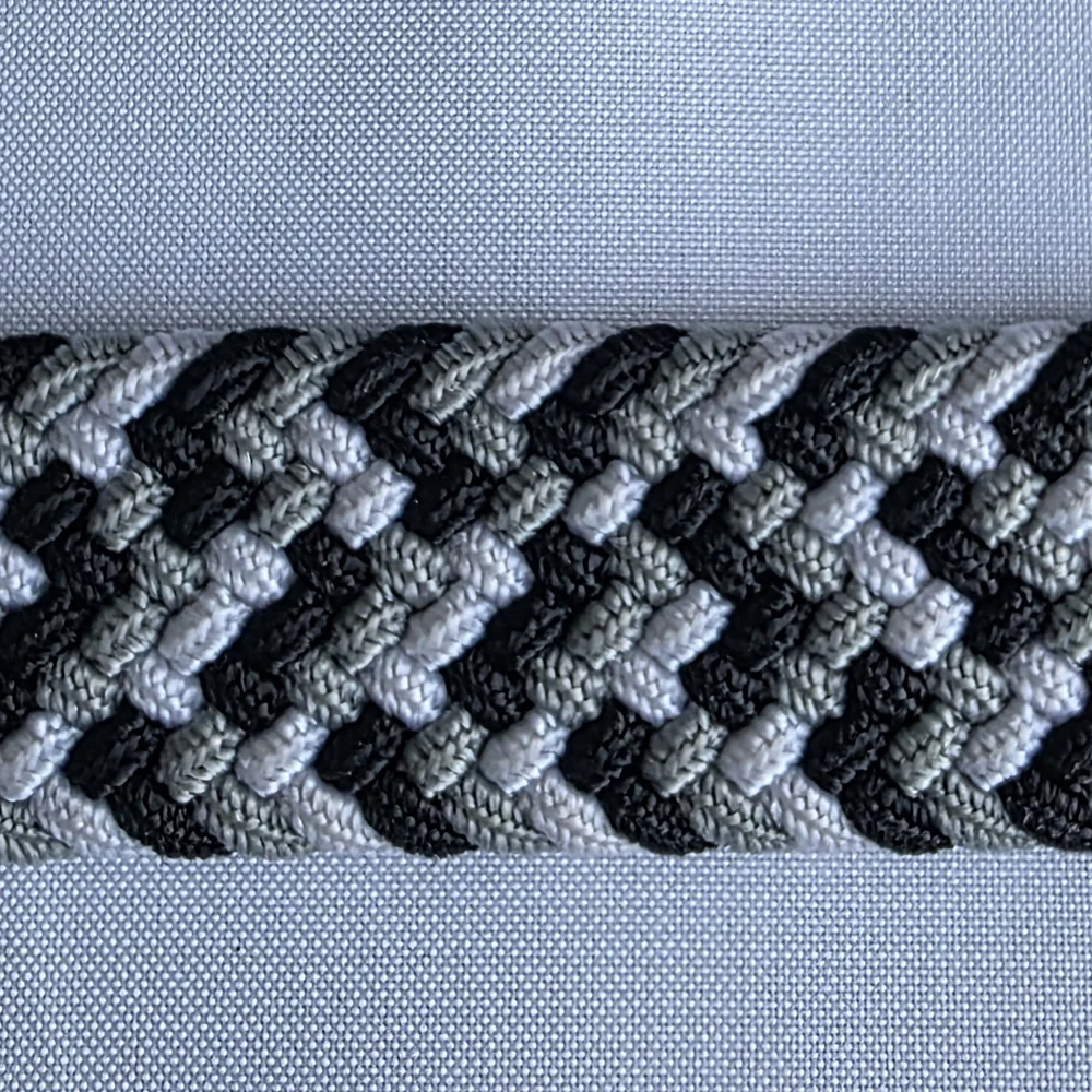 Stylish Black and Gray Woven Belt With 100% Leather Details Unisex 42" X 1.5" - Picture 9 of 11